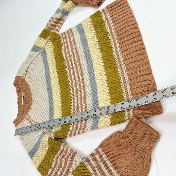 Vici Sweater Womens M Multi-Color Striped Wool Ribbed Knit Pullover Crewneck - Picture 2 of 9